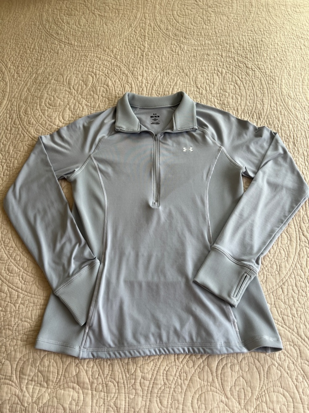 Under Armour Light Gray Quarter-Zip Women's Athletic Top, M